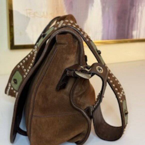 Prada Suede brown with alligator straps, messenger, shoulder bag, vintage - Picture 8 of 16